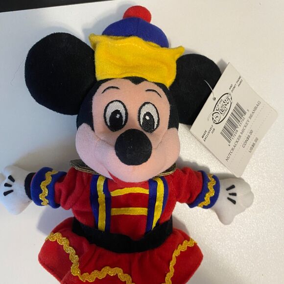 Vintage 1990s Disney Store's Nutcracker Mickey, Mickey Mouse bean bag plush, NWT - Picture 2 of 4